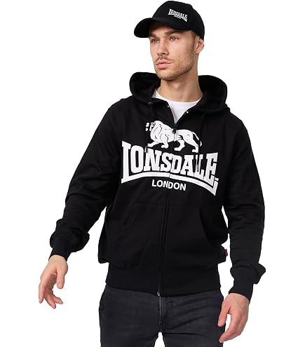 Spirit of England Lonsdale Men's Zip Hoodie Black Hooded